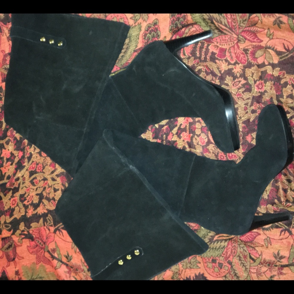 Kelsi Dagger Black Over the Knee Boots